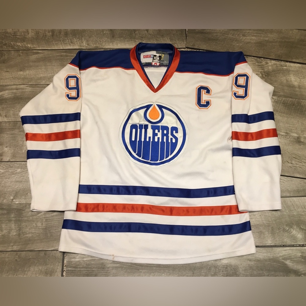 Wayne Gretzky Edmonton Oilers Vintage CCM Hockey Jersey Fight Strap Size 50